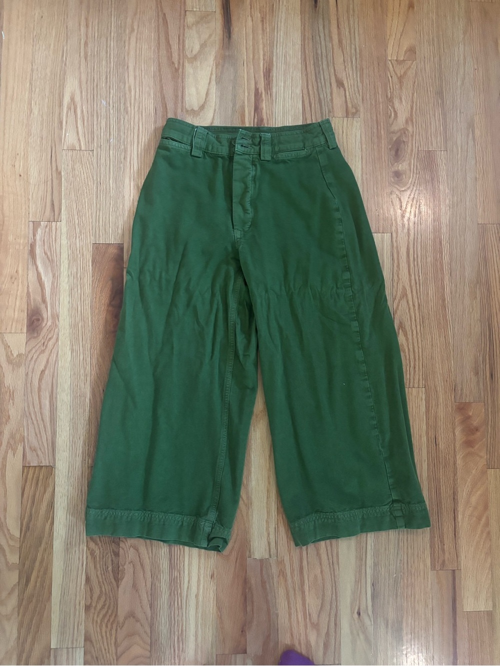 Free People Olive Green Wide-Leg Crop Pants